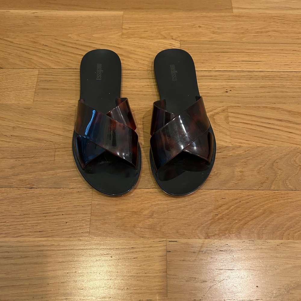 Melissa Black and Brown Sandals in Tortoise